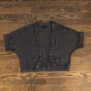 Jewel trimmed Short sleeve cropped cardigan